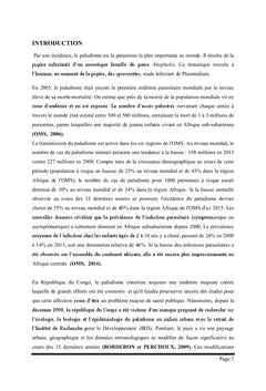 Les données de l'endémicité comparée du paludisme en république du Congo
