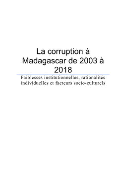 La corruption à Madagascar de 2003 à 2018