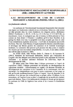 Performances des investissements socialement responsable et classiques