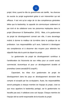 Rôles du gestionnaire de projet de développement