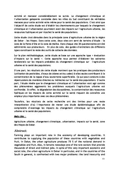 Agriculture urbaine à Dakar (Sénégal) : eau et impacts sur la santé