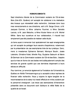 Intervention educative et difficultes d'ordre comportemental