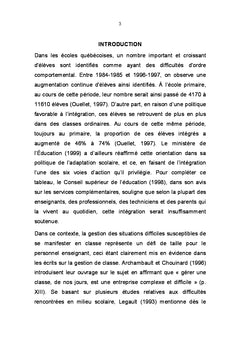 Intervention educative et difficultes d'ordre comportemental