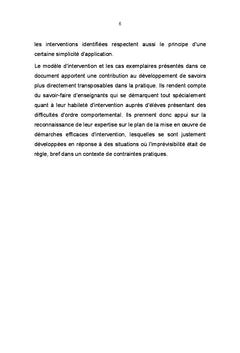 Intervention educative et difficultes d'ordre comportemental