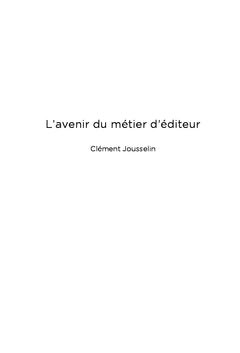 L'avenir du métier d'éditeur