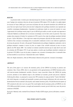 Reevaluation de l'optimalite de la politique monetaire de la BCeAO