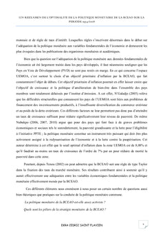 Reevaluation de l'optimalite de la politique monetaire de la BCeAO