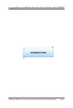 Les garanties procédurales devant la Cour de Justice de la CEDEAO