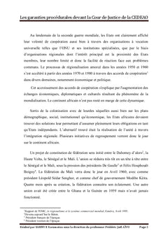 Les garanties procédurales devant la Cour de Justice de la CEDEAO