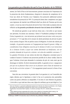 Les garanties procédurales devant la Cour de Justice de la CEDEAO
