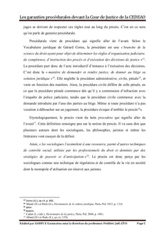 Les garanties procédurales devant la Cour de Justice de la CEDEAO