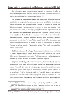 Les garanties procédurales devant la Cour de Justice de la CEDEAO