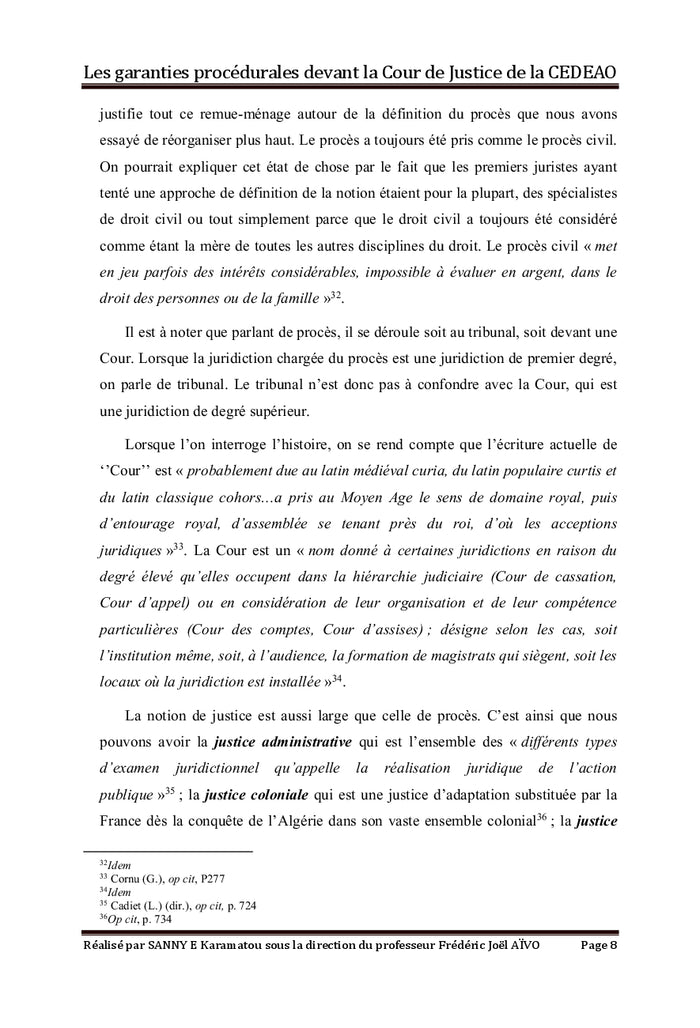 Les garanties procédurales devant la Cour de Justice de la CEDEAO