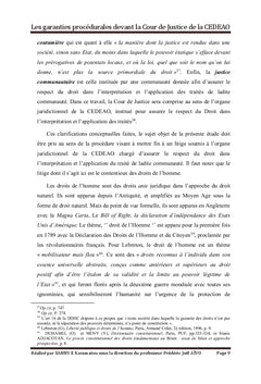 Les garanties procédurales devant la Cour de Justice de la CEDEAO