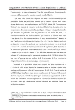 Les garanties procédurales devant la Cour de Justice de la CEDEAO
