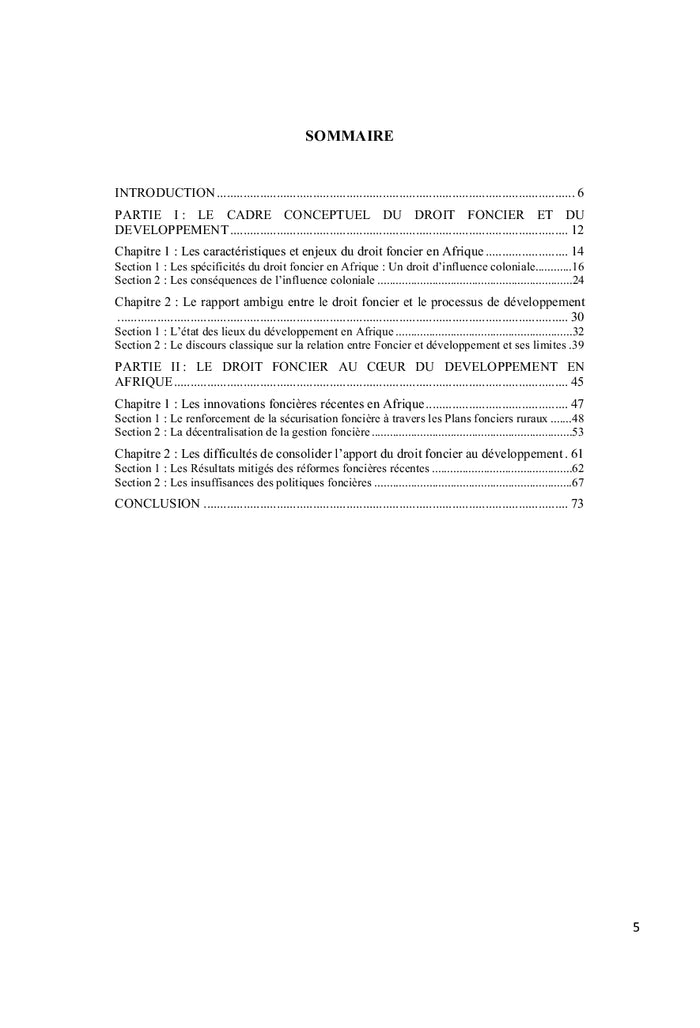 La contribution du droit foncier au développement en Afrique