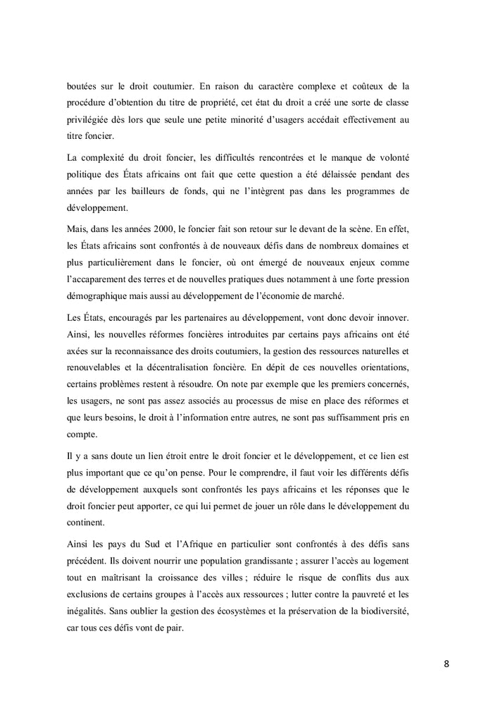 La contribution du droit foncier au développement en Afrique
