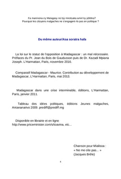 Pourquoi les Malgaches ne s'engagent-ils pas en politique