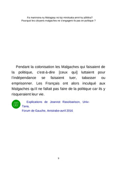 Pourquoi les Malgaches ne s'engagent-ils pas en politique