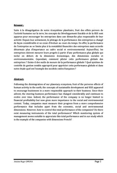 Le pilotage de la performance des entreprises françaises