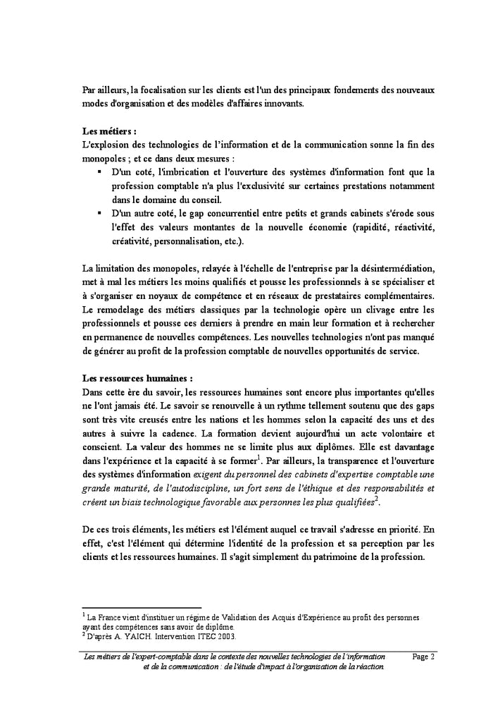 Metiers de l'expert-comptable et nouvelles technologies