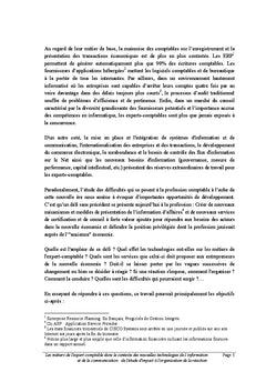 Metiers de l'expert-comptable et nouvelles technologies