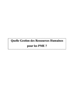Quelle gestion des ressources humaines pour les PME ?
