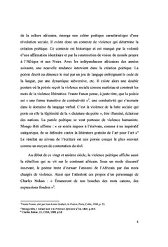 Poetisation de la violence dans la litterature africaine francophone