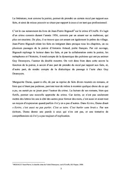 Ecrire et decrire le Reel du crime
