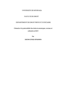 Obstacles A la justiciabilite des DeSC en RDC