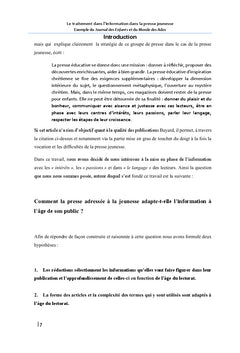 Le traitement de l'information par la presse jeunesse