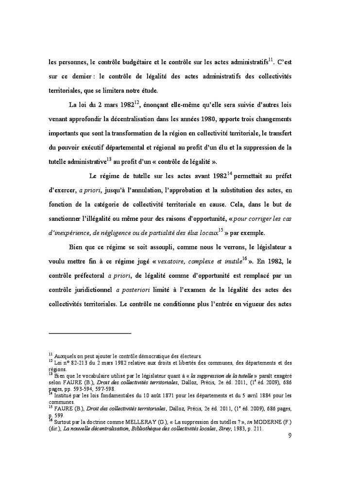 Le controle de legalite des actes des collectivites territoriales