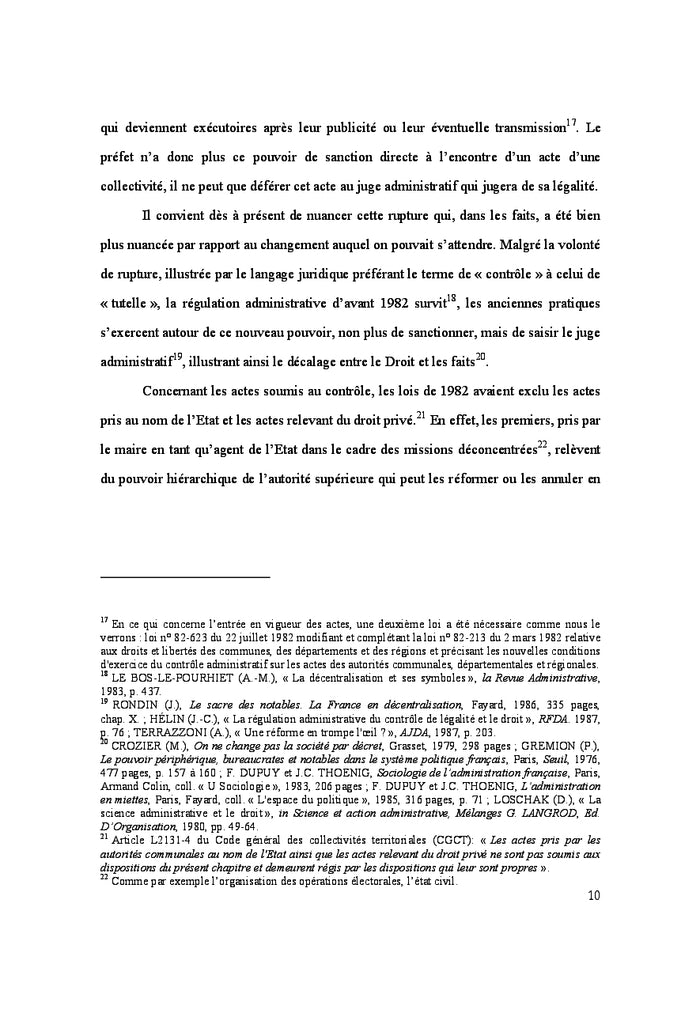 Le controle de legalite des actes des collectivites territoriales
