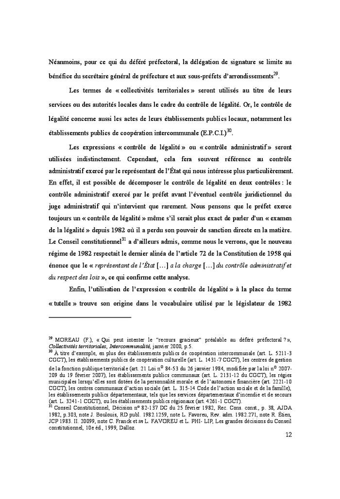 Le controle de legalite des actes des collectivites territoriales
