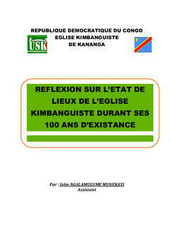 Réflexion sur l'état de lieux de l'église Kimbanguiste