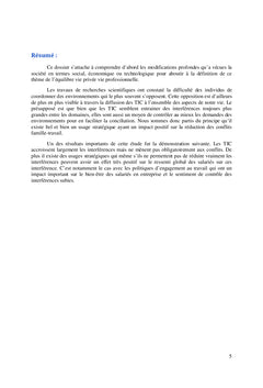 Influence des TIC & gestion de l'équilibre vie privée/professionnelle