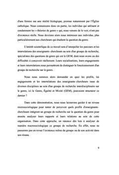 Interdisciplinarite au sein d'un groupe de recherche sur le genre