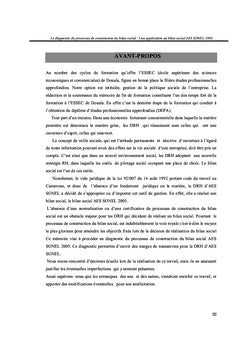 Le diagnostic du processus de construction du bilan social