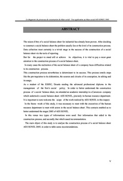 Le diagnostic du processus de construction du bilan social