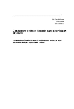 Condensats de Bose-einstein dans des réseaux optiques