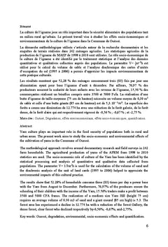 Impacts de la culture de l'igname dans la Commune de Ouesse au Benin
