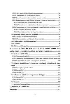 Interactions materiaux argileux et milieu basique riche en calcium