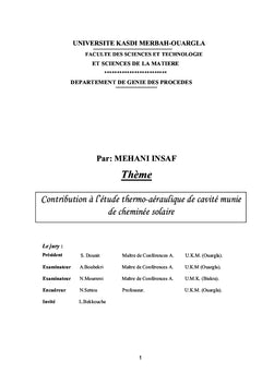 Contribution à l'étude thermo-aéraulique de cavité munie de cheminées