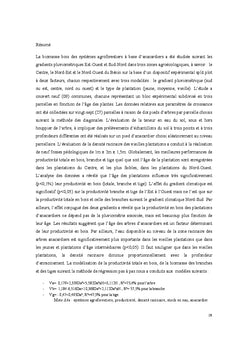 Effet du gradient climatique sur la productivité en bois