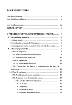 Etude d'impacts du projet de traitement des dechets