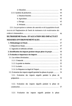 Etude d'impacts du projet de traitement des dechets