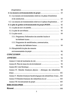 Etude d'impacts du projet de traitement des dechets