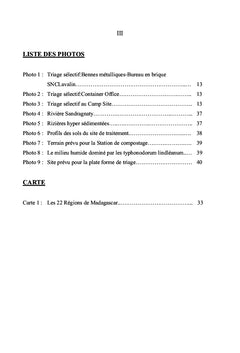 Etude d'impacts du projet de traitement des dechets