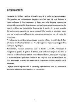 Etude d'impacts du projet de traitement des dechets