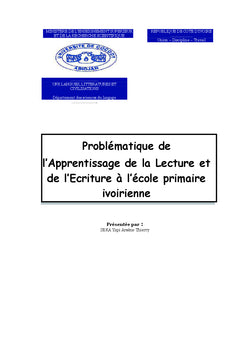 Problematique du lire-ecrire dans le primaire Ivoirien